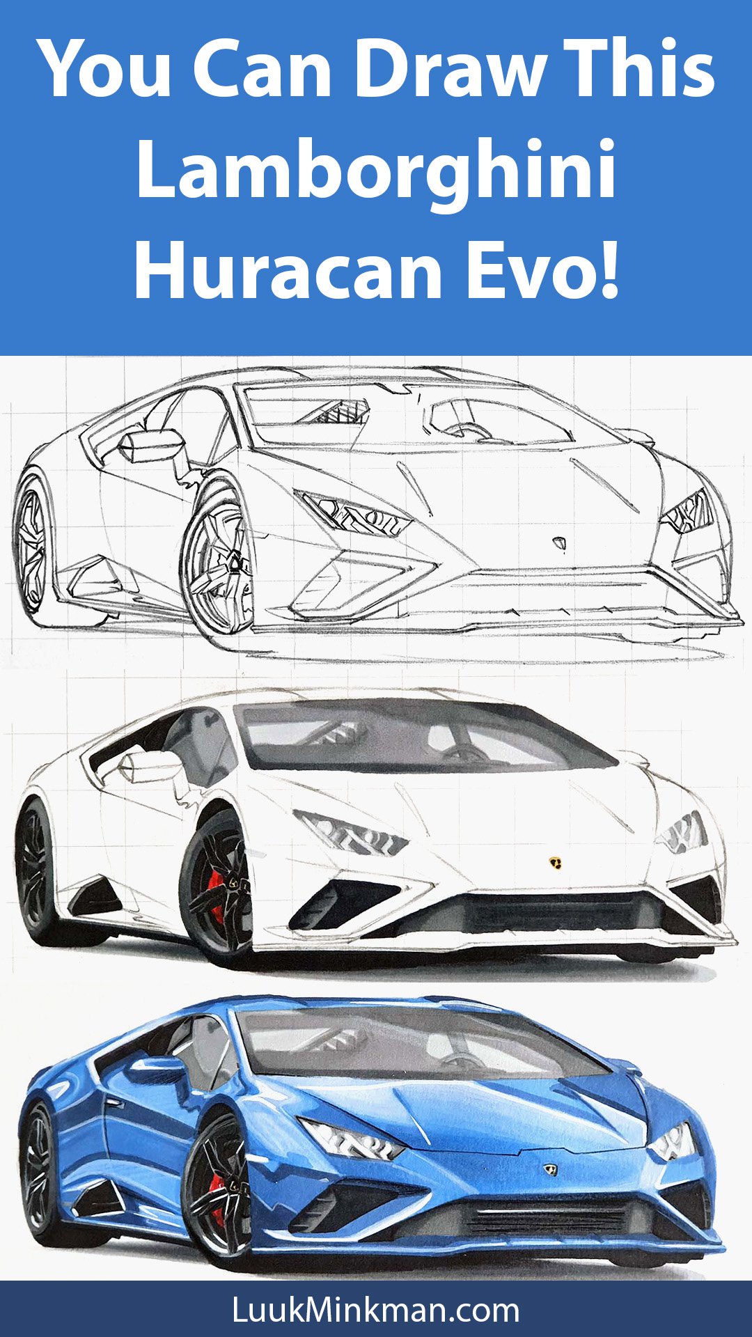 How to Draw a Lamborghini Huracán Evo - Easy Step-by-Step Tutorial